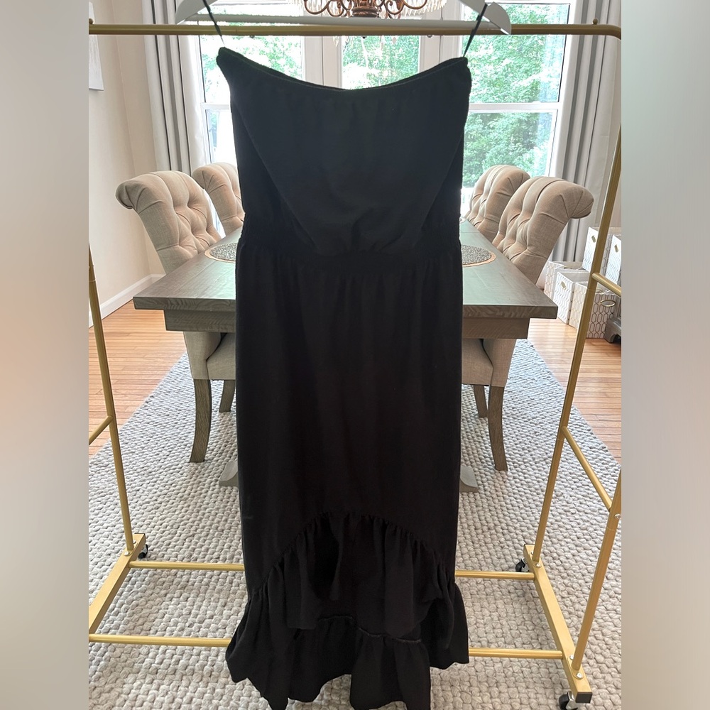 EXPRESS Black Strapless Casual Dress with Ruffle. Size Medium